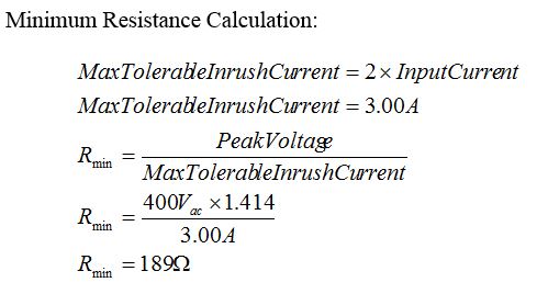 Minimum Resistance Calculation to determine the Max Tolerable Inrush Current