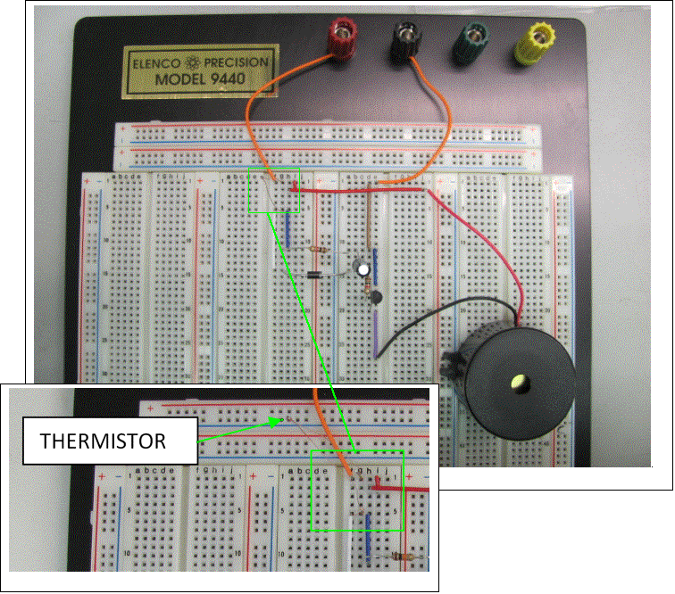 thermistor temperature detection breadboard