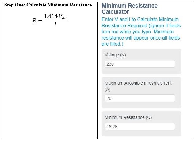 Inrush Current Calculation Step 1