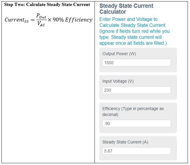 Inrush Current Calculation Step 2